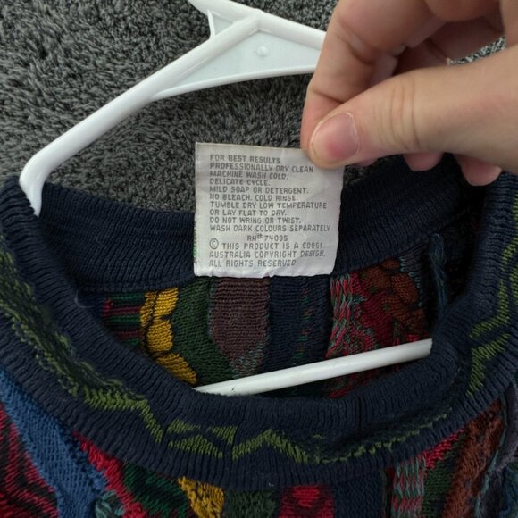 COOGI Australia Authentic Women XL Red Green 3D Knit Pullover Cotton Sweater - Picture 8 of 16